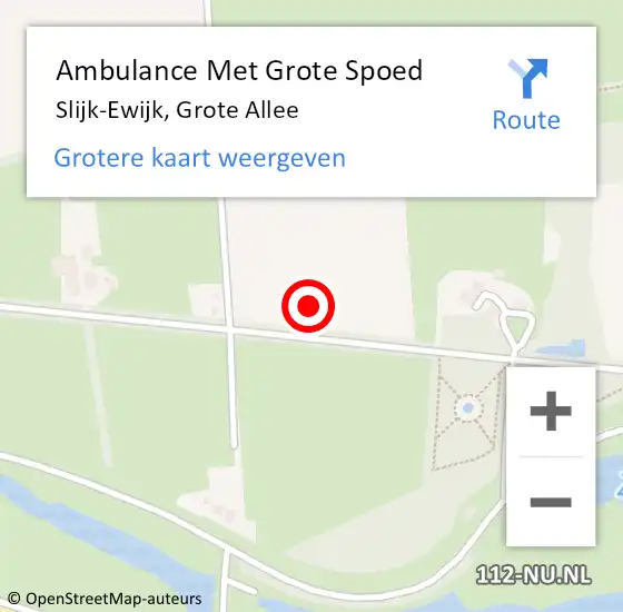 Locatie op kaart van de 112 melding: Ambulance Met Grote Spoed Naar Slijk-Ewijk, Grote Allee op 24 september 2021 21:38