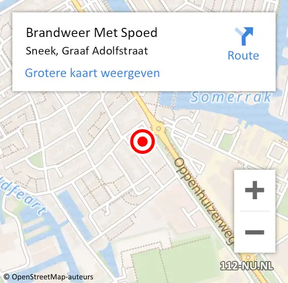 Locatie op kaart van de 112 melding: Brandweer Met Spoed Naar Sneek, Graaf Adolfstraat op 24 september 2021 21:41