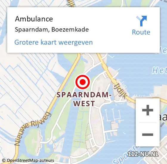 Locatie op kaart van de 112 melding: Ambulance Spaarndam, Boezemkade op 24 september 2021 21:49