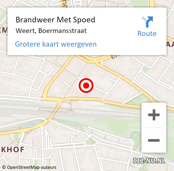 Locatie op kaart van de 112 melding: Brandweer Met Spoed Naar Weert, Boermansstraat op 24 september 2021 22:16