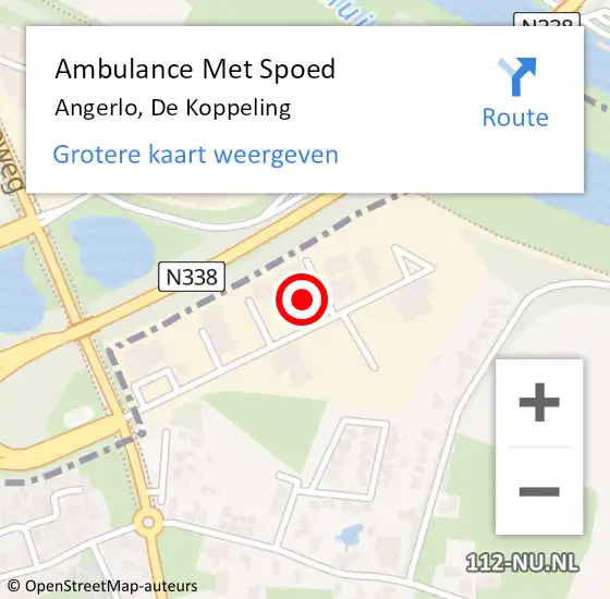 Locatie op kaart van de 112 melding: Ambulance Met Spoed Naar Angerlo, De Koppeling op 24 september 2021 22:27