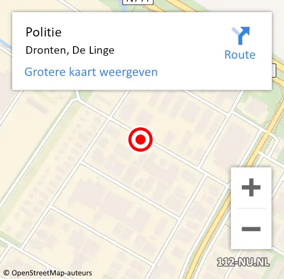 Locatie op kaart van de 112 melding: Politie Dronten, De Linge op 24 september 2021 22:30