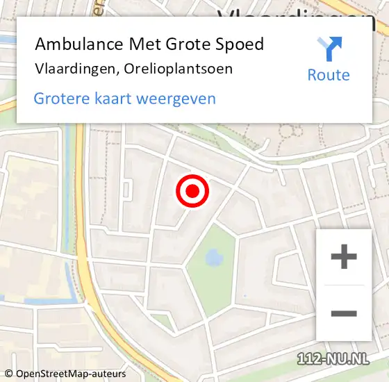 Locatie op kaart van de 112 melding: Ambulance Met Grote Spoed Naar Vlaardingen, Orelioplantsoen op 24 september 2021 22:50