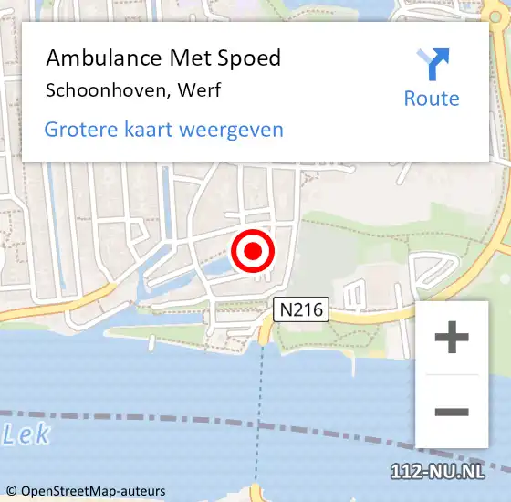 Locatie op kaart van de 112 melding: Ambulance Met Spoed Naar Schoonhoven, Werf op 24 september 2021 23:26