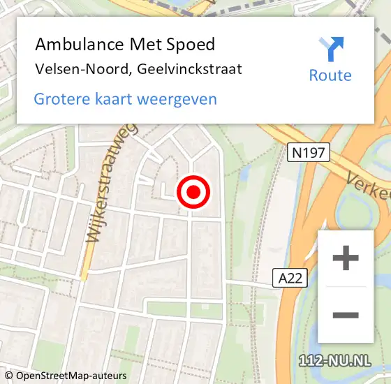 Locatie op kaart van de 112 melding: Ambulance Met Spoed Naar Velsen-Noord, Geelvinckstraat op 24 september 2021 23:51