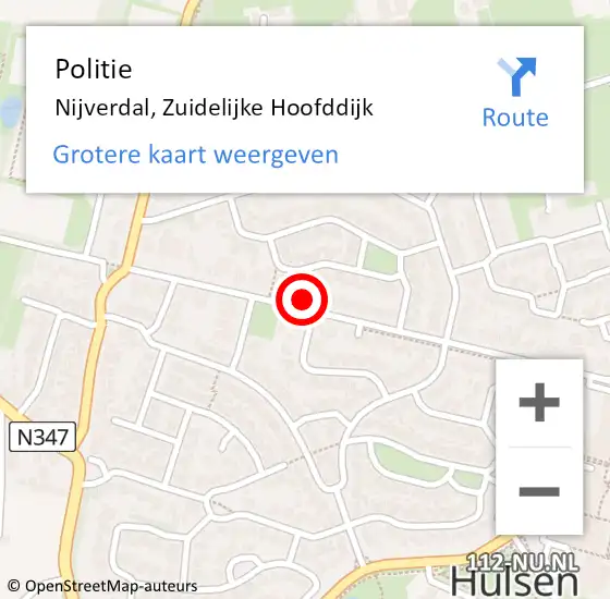 Locatie op kaart van de 112 melding: Politie Nijverdal, Zuidelijke Hoofddijk op 24 september 2021 23:53