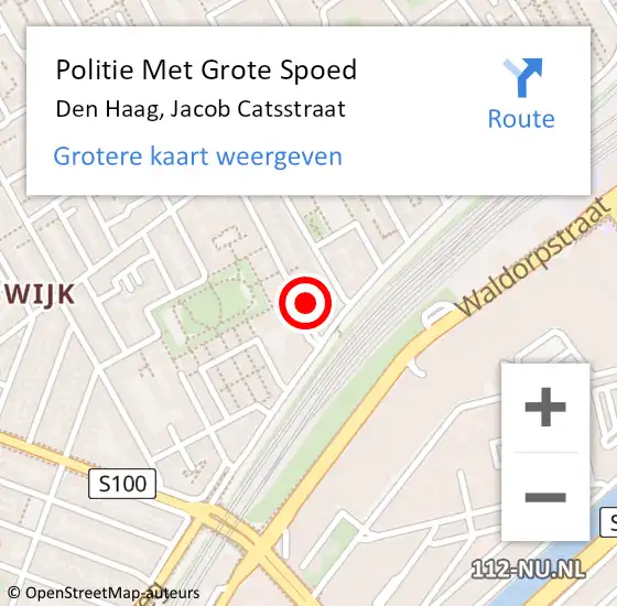 Locatie op kaart van de 112 melding: Politie Met Grote Spoed Naar Den Haag, Jacob Catsstraat op 24 september 2021 23:58