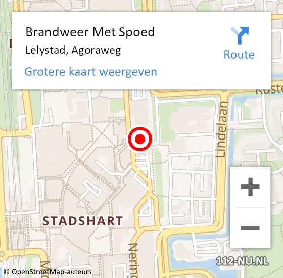 Locatie op kaart van de 112 melding: Brandweer Met Spoed Naar Lelystad, Agoraweg op 25 september 2021 00:05
