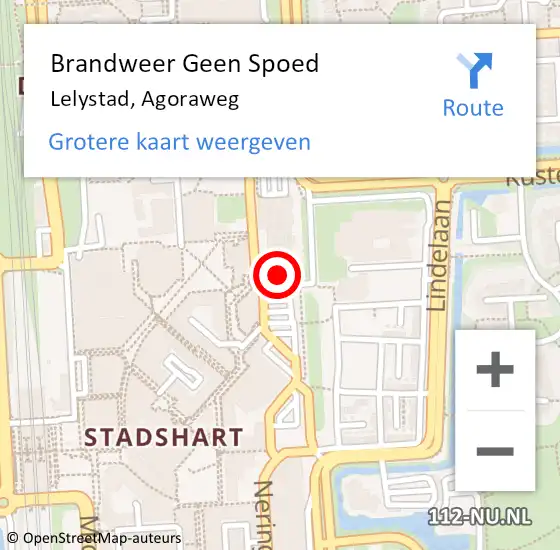 Locatie op kaart van de 112 melding: Brandweer Geen Spoed Naar Lelystad, Agoraweg op 25 september 2021 00:08