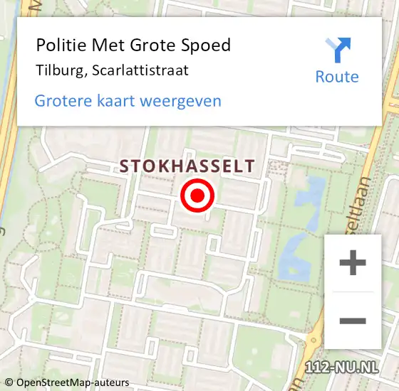 Locatie op kaart van de 112 melding: Politie Met Grote Spoed Naar Tilburg, Scarlattistraat op 25 september 2021 00:13