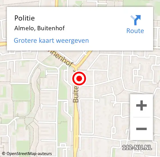 Locatie op kaart van de 112 melding: Politie Almelo, Buitenhof op 25 september 2021 00:16