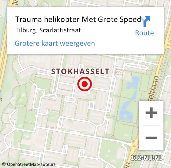 Locatie op kaart van de 112 melding: Trauma helikopter Met Grote Spoed Naar Tilburg, Scarlattistraat op 25 september 2021 00:18
