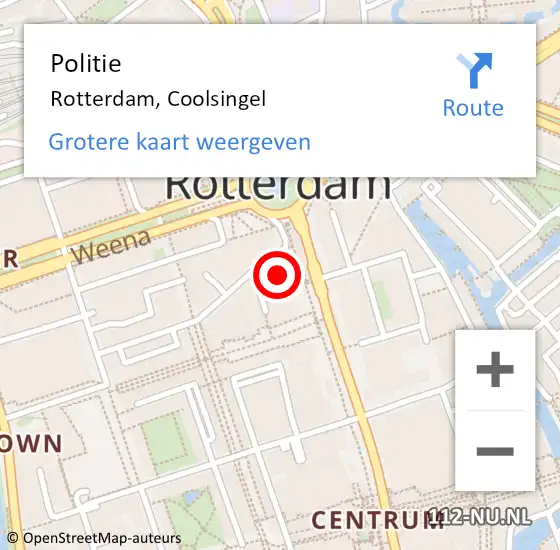 Locatie op kaart van de 112 melding: Politie Rotterdam, Coolsingel op 25 september 2021 00:23