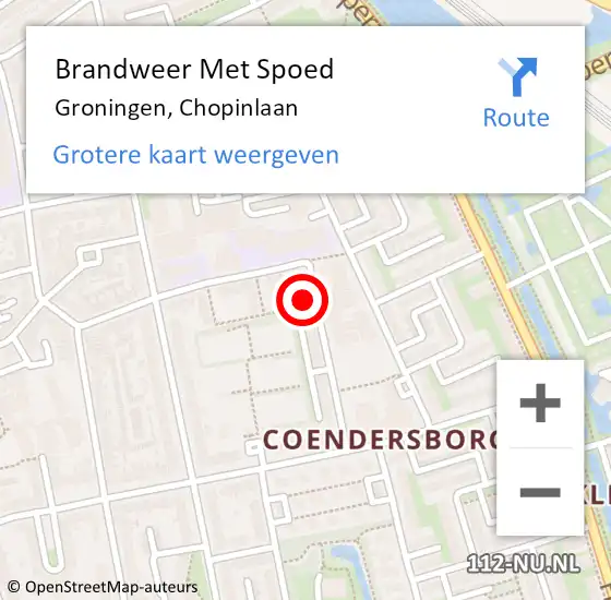 Locatie op kaart van de 112 melding: Brandweer Met Spoed Naar Groningen, Chopinlaan op 25 september 2021 00:35