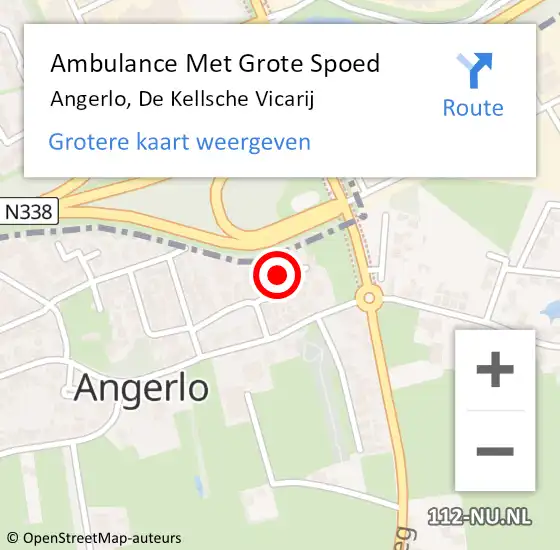 Locatie op kaart van de 112 melding: Ambulance Met Grote Spoed Naar Angerlo, De Kellsche Vicarij op 25 september 2021 00:35
