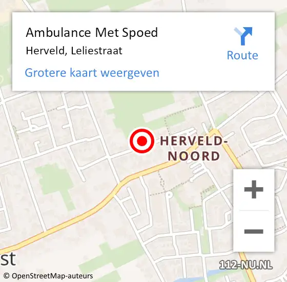 Locatie op kaart van de 112 melding: Ambulance Met Spoed Naar Herveld, Leliestraat op 25 september 2021 00:43