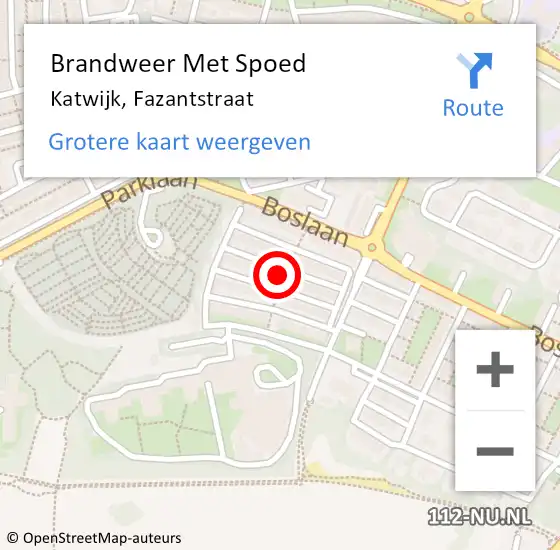 Locatie op kaart van de 112 melding: Brandweer Met Spoed Naar Katwijk, Fazantstraat op 25 september 2021 00:45