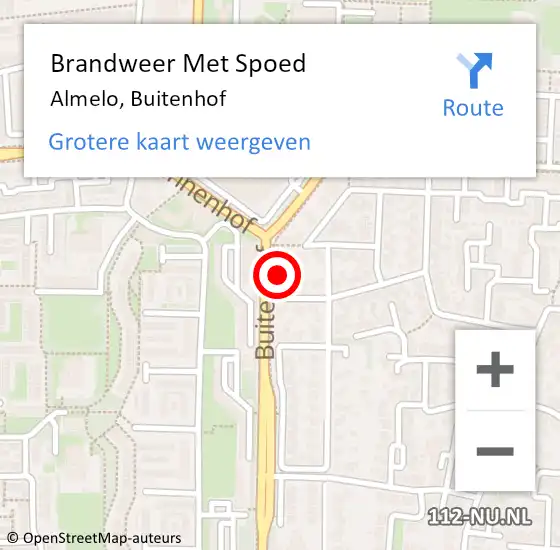 Locatie op kaart van de 112 melding: Brandweer Met Spoed Naar Almelo, Buitenhof op 25 september 2021 01:01
