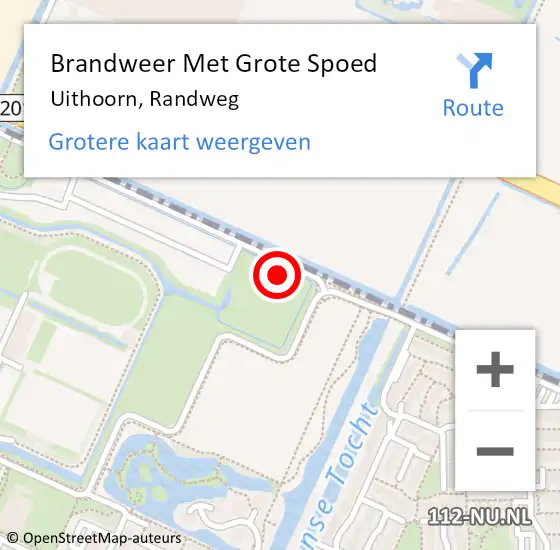 Locatie op kaart van de 112 melding: Brandweer Met Grote Spoed Naar Uithoorn, Randweg op 25 september 2021 01:17
