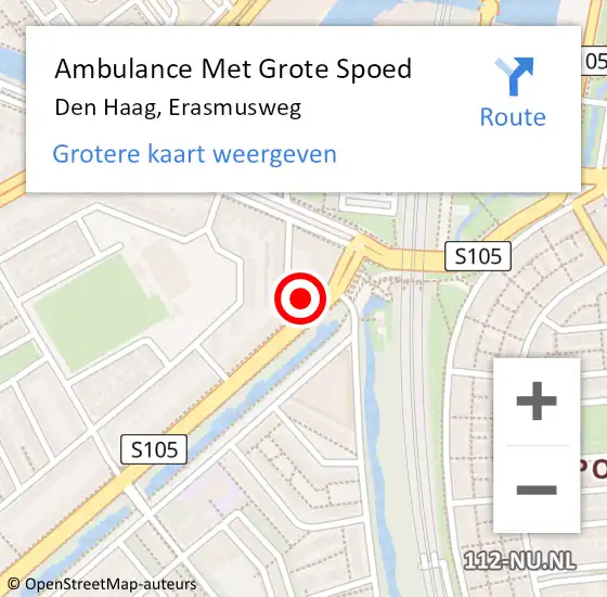 Locatie op kaart van de 112 melding: Ambulance Met Grote Spoed Naar Den Haag, Erasmusweg op 25 september 2021 01:20