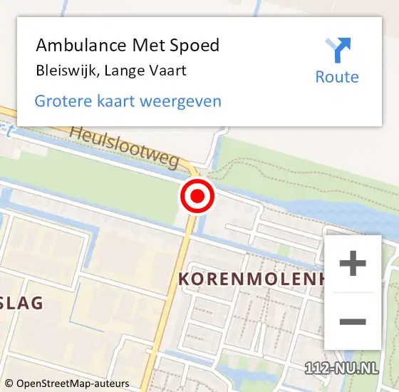 Locatie op kaart van de 112 melding: Ambulance Met Spoed Naar Bleiswijk, Lange Vaart op 25 september 2021 01:24