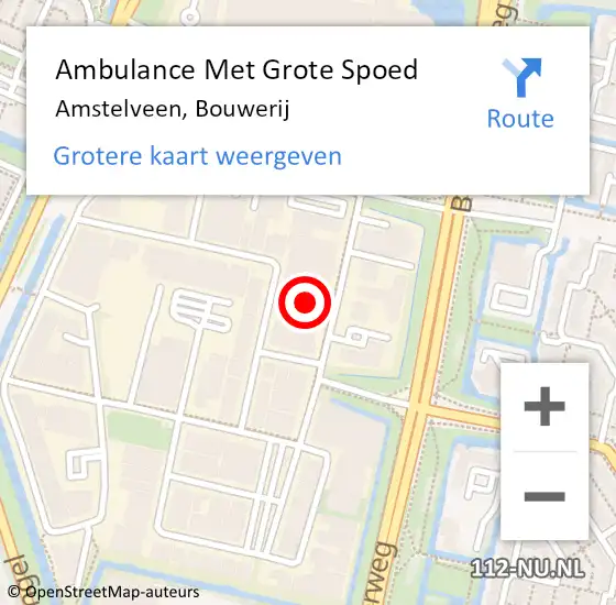Locatie op kaart van de 112 melding: Ambulance Met Grote Spoed Naar Amstelveen, Bouwerij op 25 september 2021 01:24