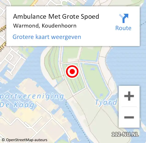 Locatie op kaart van de 112 melding: Ambulance Met Grote Spoed Naar Warmond, Koudenhoorn op 25 september 2021 01:25