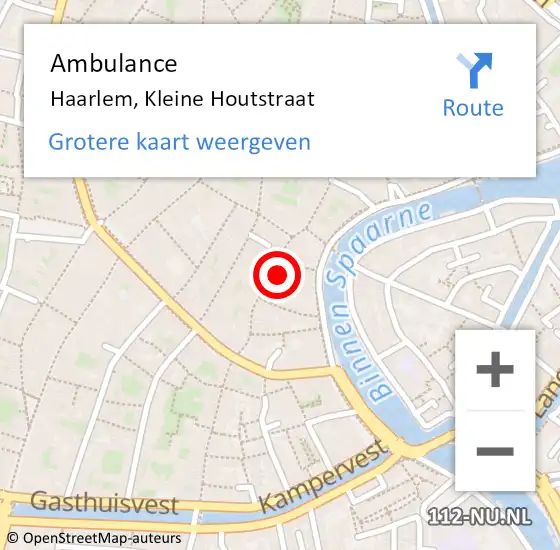 Locatie op kaart van de 112 melding: Ambulance Haarlem, Kleine Houtstraat op 25 september 2021 01:28