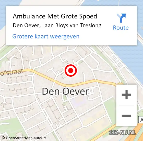 Locatie op kaart van de 112 melding: Ambulance Met Grote Spoed Naar Den Oever, Laan Bloys van Treslong op 25 september 2021 01:32