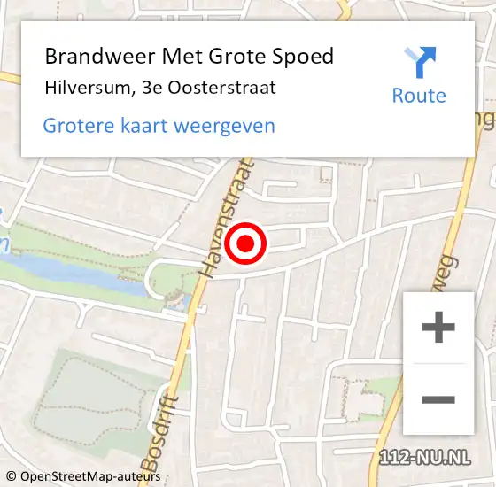 Locatie op kaart van de 112 melding: Brandweer Met Grote Spoed Naar Hilversum, 3e Oosterstraat op 25 september 2021 02:54