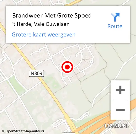 Locatie op kaart van de 112 melding: Brandweer Met Grote Spoed Naar 't Harde, Vale Ouwelaan op 25 september 2021 03:57