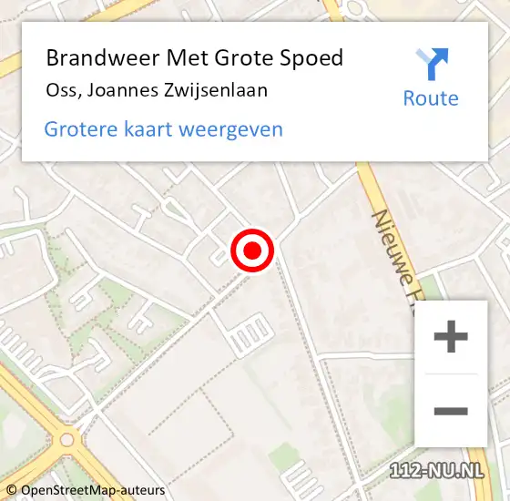 Locatie op kaart van de 112 melding: Brandweer Met Grote Spoed Naar Oss, Joannes Zwijsenlaan op 25 september 2021 05:09