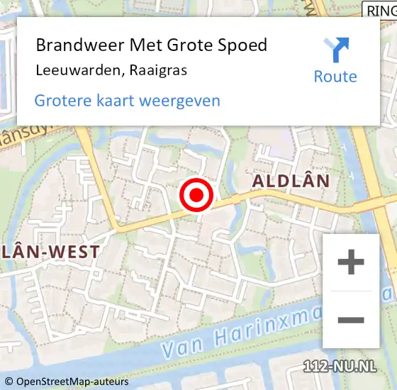 Locatie op kaart van de 112 melding: Brandweer Met Grote Spoed Naar Leeuwarden, Raaigras op 25 september 2021 06:10