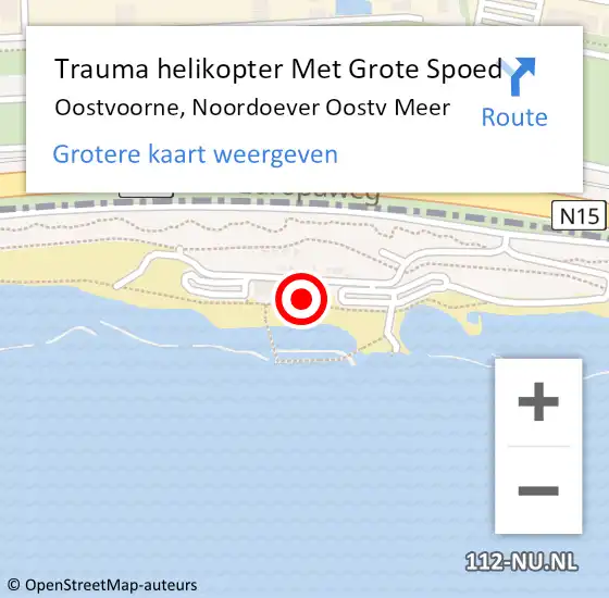 Locatie op kaart van de 112 melding: Trauma helikopter Met Grote Spoed Naar Oostvoorne, Noordoever Oostv Meer op 25 september 2021 07:05