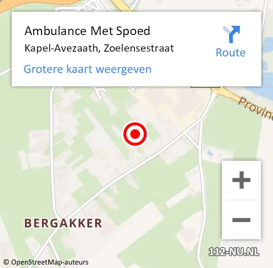 Locatie op kaart van de 112 melding: Ambulance Met Spoed Naar Kapel-Avezaath, Zoelensestraat op 25 september 2021 07:18