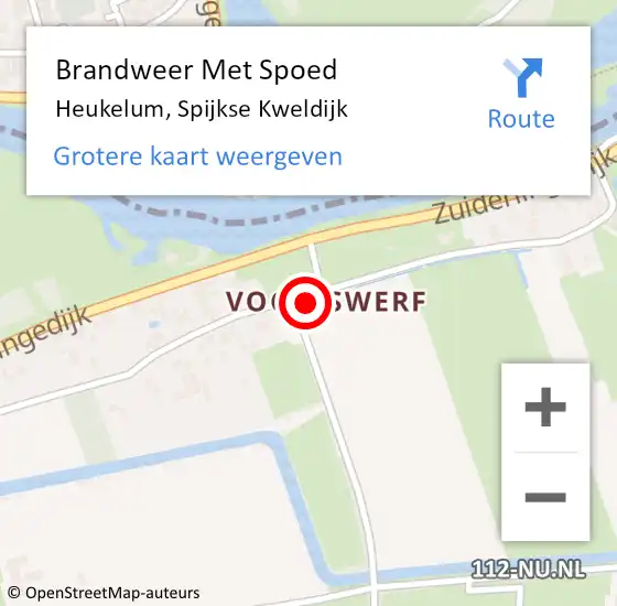 Locatie op kaart van de 112 melding: Brandweer Met Spoed Naar Heukelum, Spijkse Kweldijk op 25 september 2021 08:15