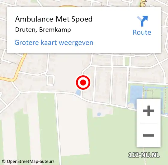 Locatie op kaart van de 112 melding: Ambulance Met Spoed Naar Druten, Bremkamp op 25 september 2021 08:45