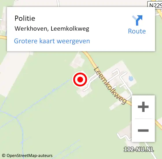 Locatie op kaart van de 112 melding: Politie Werkhoven, Leemkolkweg op 25 september 2021 08:53