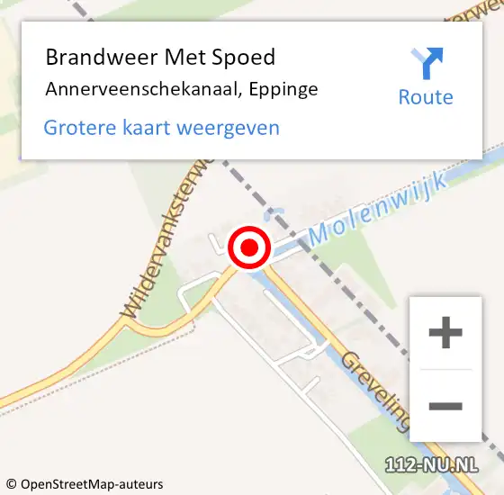 Locatie op kaart van de 112 melding: Brandweer Met Spoed Naar Annerveenschekanaal, Eppinge op 25 september 2021 09:00