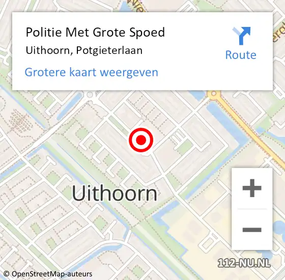 Locatie op kaart van de 112 melding: Politie Met Grote Spoed Naar Uithoorn, Potgieterlaan op 25 september 2021 09:08