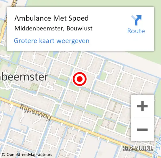 Locatie op kaart van de 112 melding: Ambulance Met Spoed Naar Middenbeemster, Bouwlust op 25 september 2021 09:31