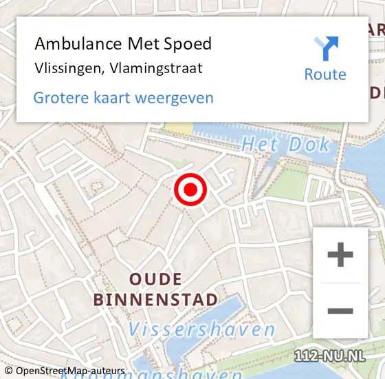 Locatie op kaart van de 112 melding: Ambulance Met Spoed Naar Vlissingen, Vlamingstraat op 24 juni 2014 01:09