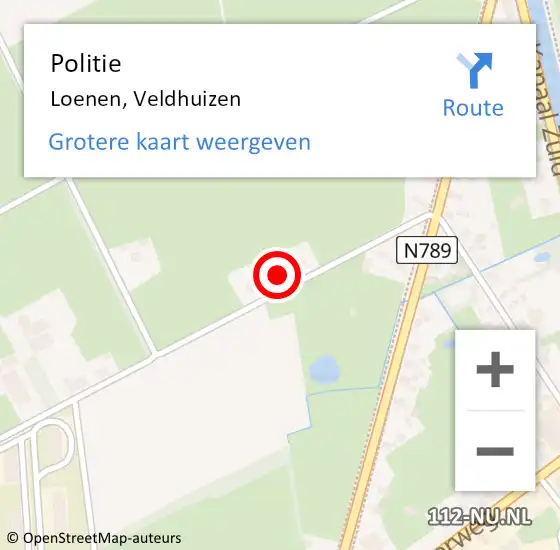 Locatie op kaart van de 112 melding: Politie Loenen, Veldhuizen op 25 september 2021 09:39