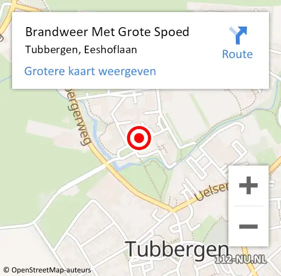 Locatie op kaart van de 112 melding: Brandweer Met Grote Spoed Naar Tubbergen, Eeshoflaan op 25 september 2021 09:45