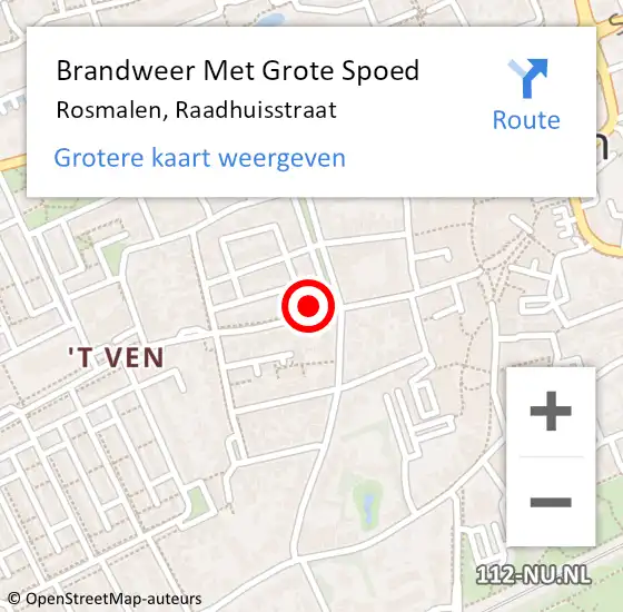 Locatie op kaart van de 112 melding: Brandweer Met Grote Spoed Naar Rosmalen, Raadhuisstraat op 25 september 2021 09:45