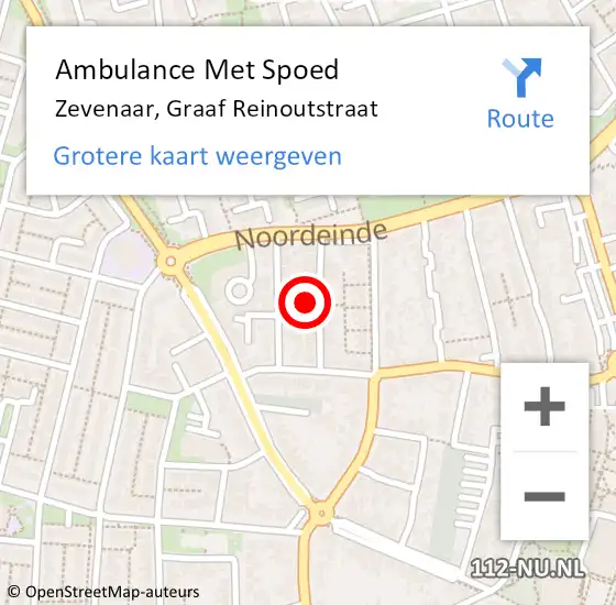 Locatie op kaart van de 112 melding: Ambulance Met Spoed Naar Zevenaar, Graaf Reinoutstraat op 25 september 2021 09:48