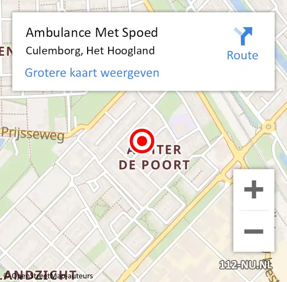 Locatie op kaart van de 112 melding: Ambulance Met Spoed Naar Culemborg, Het Hoogland op 25 september 2021 10:19