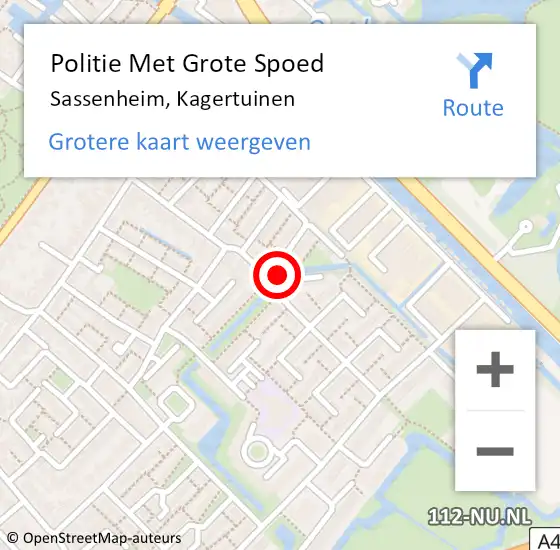 Locatie op kaart van de 112 melding: Politie Met Grote Spoed Naar Sassenheim, Kagertuinen op 25 september 2021 10:19