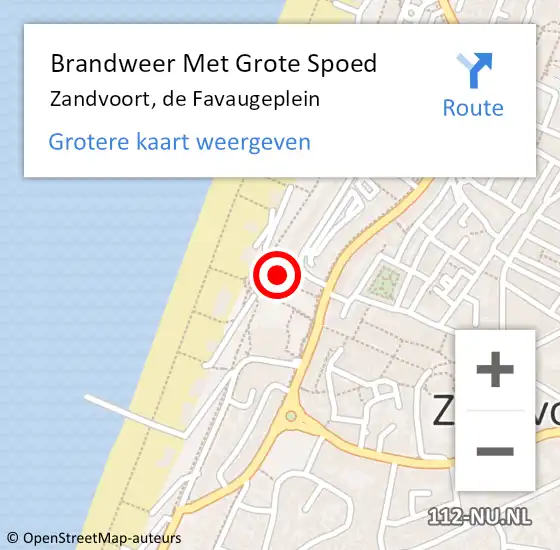 Locatie op kaart van de 112 melding: Brandweer Met Grote Spoed Naar Zandvoort, Strandafgang De Favauge op 25 september 2021 10:24