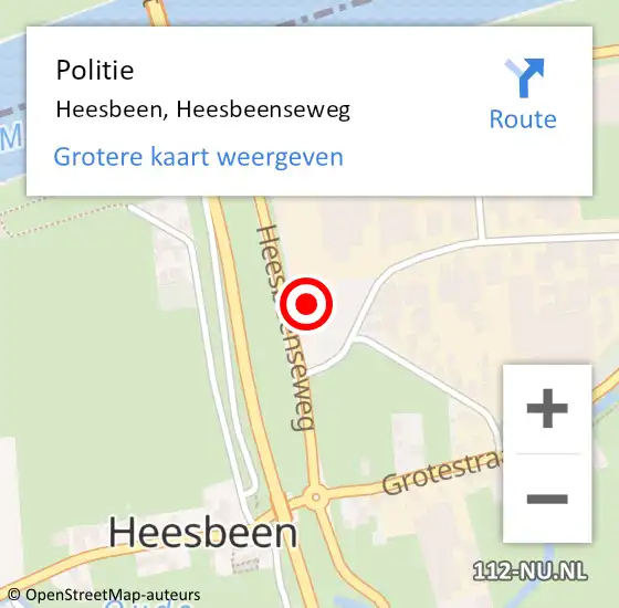 Locatie op kaart van de 112 melding: Politie Heesbeen, Heesbeenseweg op 25 september 2021 10:31